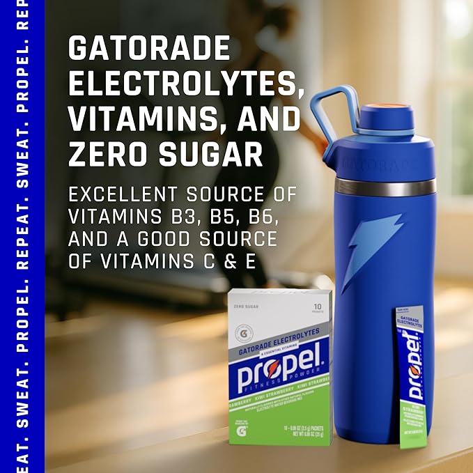 Propel Electrolyte Enhanced Water Drink Mix Powder Packets Kiwi Strawberry Zero Calorie &amp Sugar Hydration with Electrolytes and Vitamins C &amp E (120 Packets) (Pack of 2)