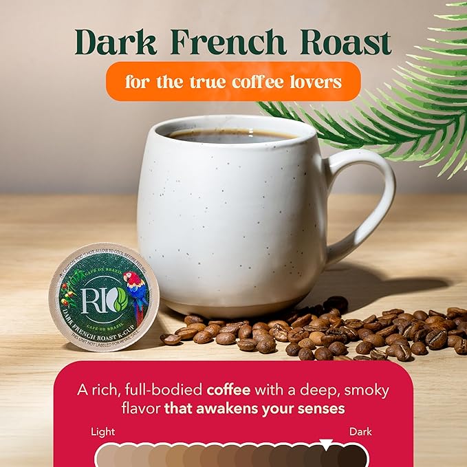 Rio Cafe de Brazil Kcup Coffee Pods - 72 Count Dark Roast Coffee with Dark Chocolate and Roasted Nuts Flavor Compatible with Kcup Brewers 100% Brazilian Made