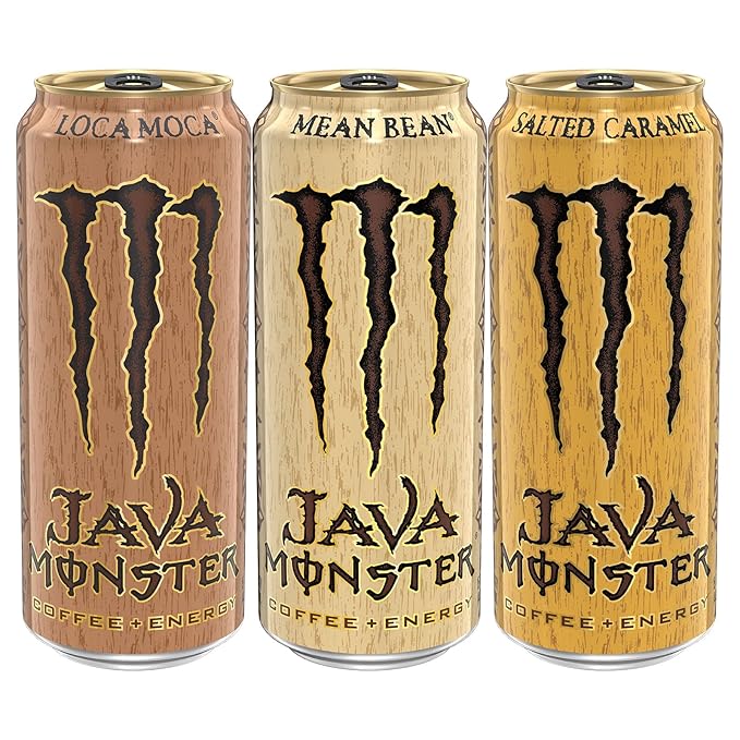 Monster Energy Java Monster Variety Pack - Mean Bean Loca Moca Salted Caramel Coffee + Energy Drink 15 Oz (12 Pack)