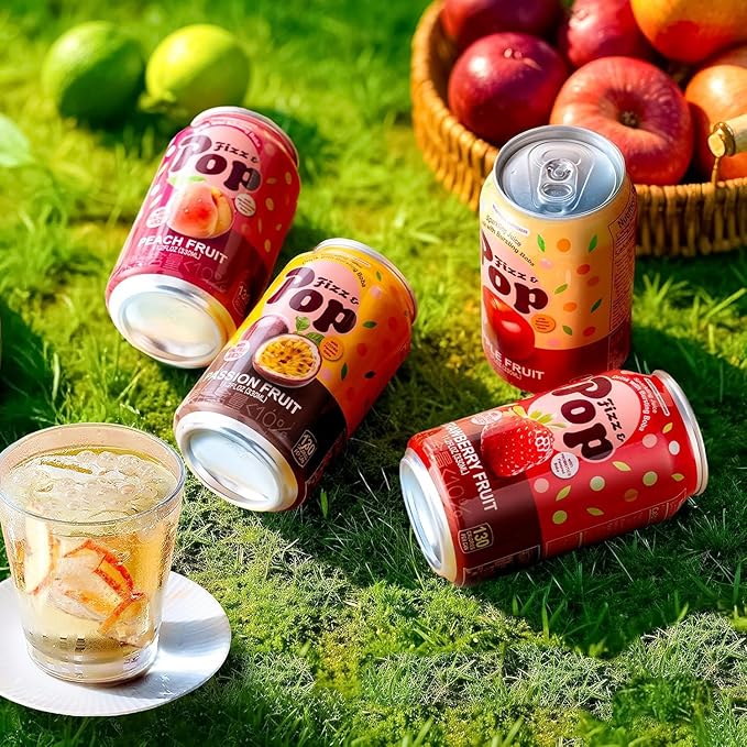 NÜLIFE Fizz &amp Pop Sparkling Popping Boba Drink Apple Carbonated Drink with Mango Style Bursting Pearls Sparkling Juice in Can Caffeine-Free Authentic Taiwan Sparkling Boba Fruit Juice 11.2 Fl