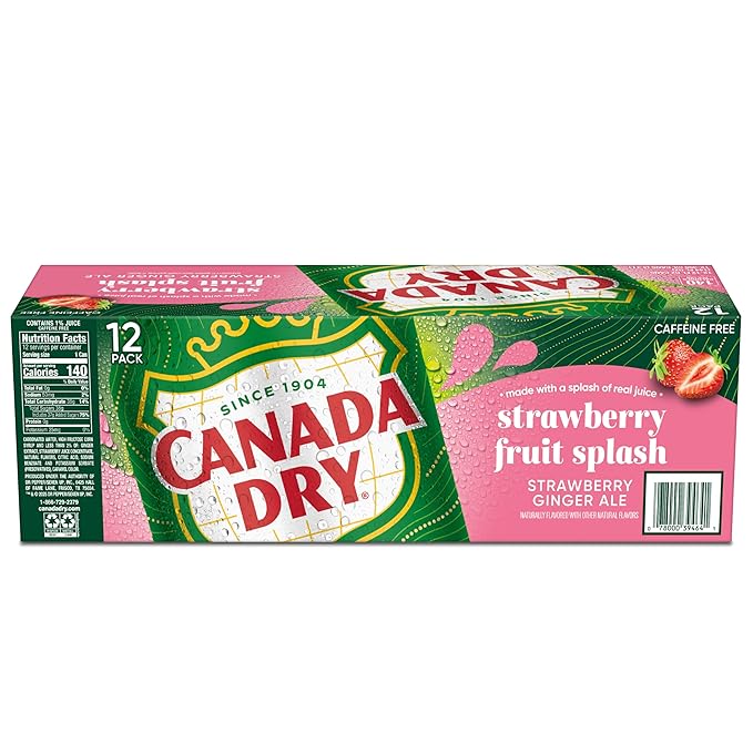 Canada Dry Fruit Splash Strawberry Ginger Ale Soda 12 fl oz cans 12 pack
