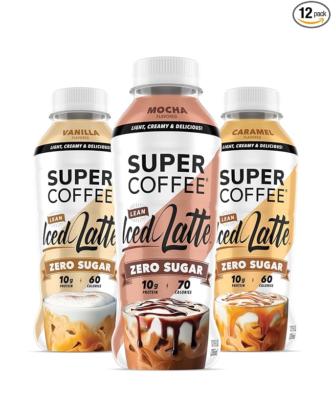 Super Coffee Keto Protein Coffee (0g Added Sugar 10g Protein 70 Calories) 12 Fl Oz | Iced Smart Coffee Drinks - LactoseFree SoyFree GlutenFree (12 Fl Oz (Pack of 12) Core 3 Variety)
