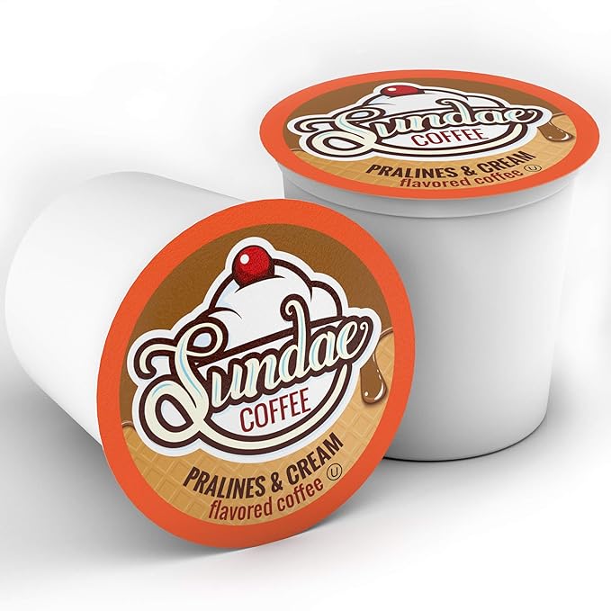 Sundae Ice Cream Flavored Coffee Pods Compatible with 2.0 Keurig K-Cup Brewer (Pralines and Cream) 48 Count