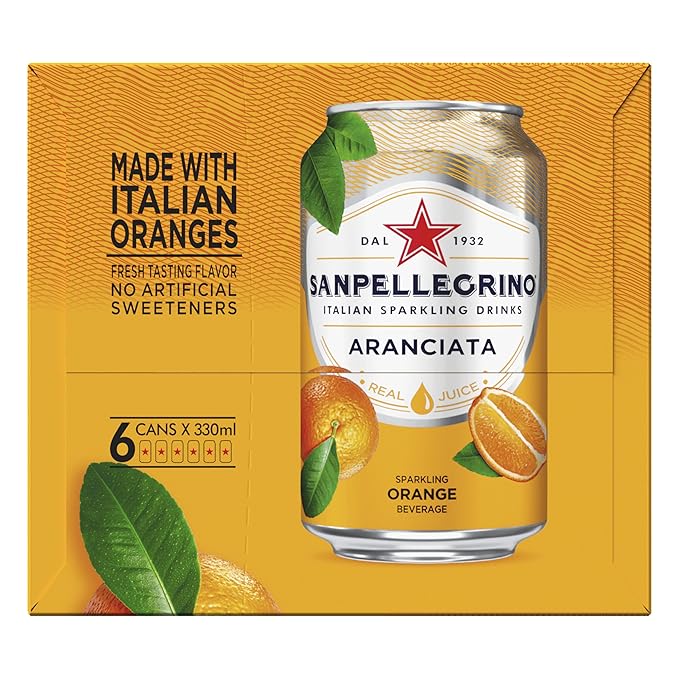 Sanpellegrino Orange Italian Sparkling Drinks 11.15 Fl Oz Cans 6 Pack