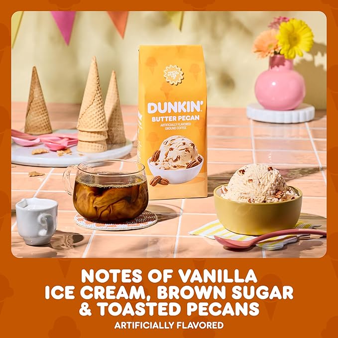 Dunkin’ Butter Pecan Artificially Flavored Coffee Ground Coffee 11 oz. Bag
