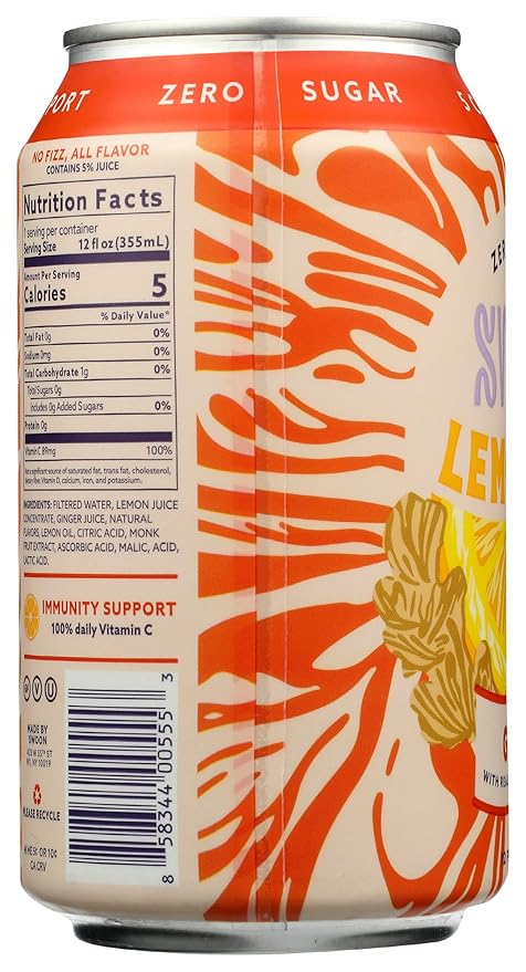 Swoon Ginger Lemonade Zero Sugar Gluten Free 12 Fluid Ounce (Pack of 12)