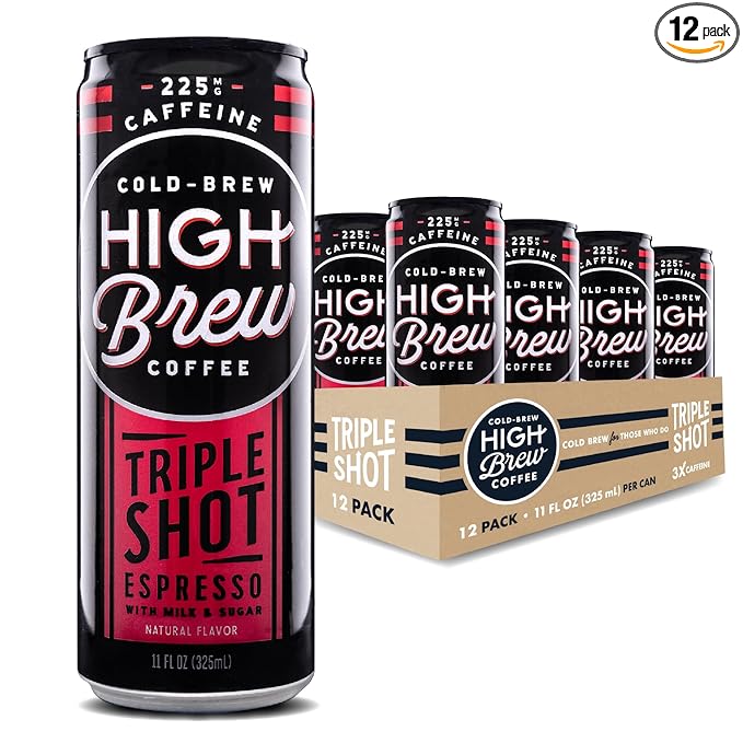 High Brew Coffee Triple Shot Espresso Cold Brew Coffee 11 Fl Oz Ready-To-Drink (Pack of 12)