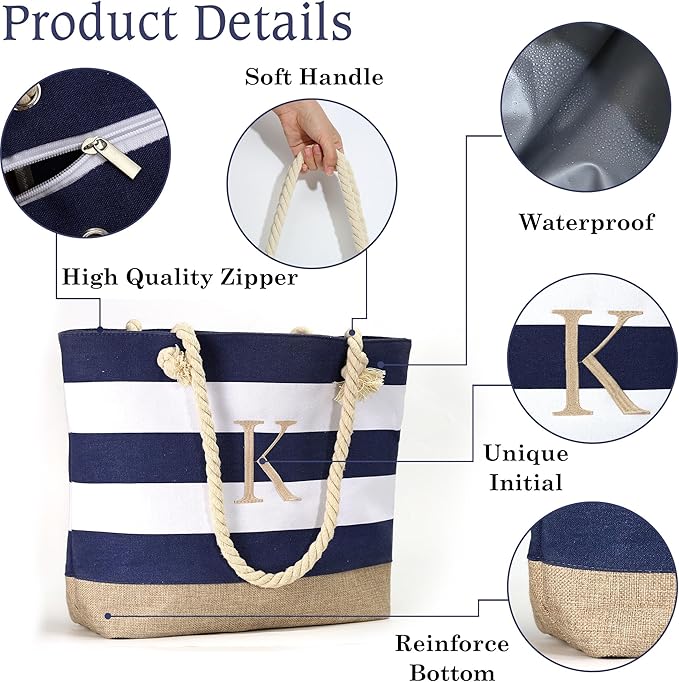 YOOLIFE Beach Bags for Women - Travel Canvas Beach Tote Pool Waterproof Bag Travel Essentials Gifts for Women Birthday
