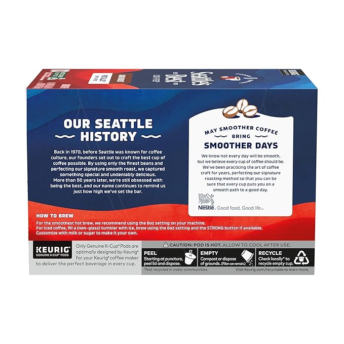 Seattle’s Best Coffee Dark Roast K-Cup Coffee Pods Post Alley 100% Arabica 6 Boxes (60 Pods Total)