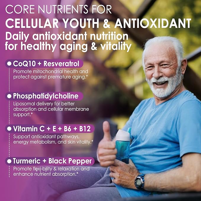 Melatonin 100mg for Antioxidant &amp Cognitive Health Ultra High Dose Melatonin with CoQ10 Turmeric Trans-Resveratrol Vitamin B12 C E for Brain Anti-Aging Cellular Repair and Energy 150 Softgel