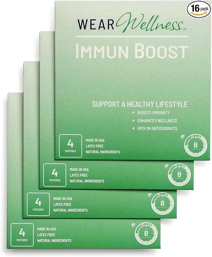 ImmunBoost Film Patches – Topical Patches for Immune Support &amp Overall Wellness – Long-Lasting Effect – 16 Pack