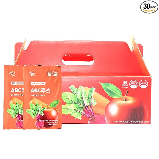 Premium Extract Fresh Health 100% ABC Juice Pouches Great for Health Benefits with Apple Beat and Carrot(100ml x 30EA)