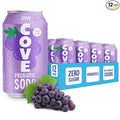 Cove Probiotic Soda Zero Sugar Better-For-You Alternative - Refreshing Delicious Probiotic Drink No Synthetic Colors &amp Caffeine Free - Grape 12 Pack