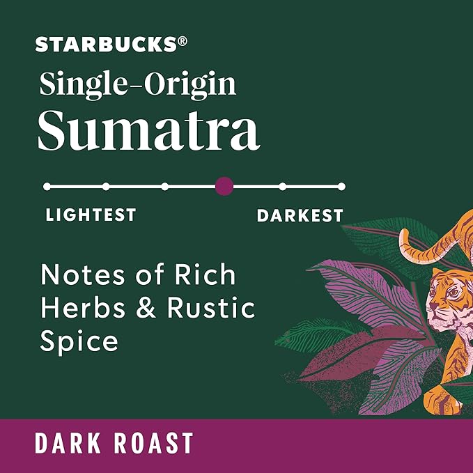 Starbucks K-Cup Coffee Pods Dark Roast Coffee Sumatra 100% Arabica 1 box (32 pods) (Pack of 2)