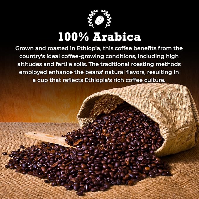 Guzzling Goat Ethiopian Coffee Beans | Premium Medium Roast Coffee Whole Bean | Strong Flavorful Brew | Sourced &amp Roasted in Ethiopia