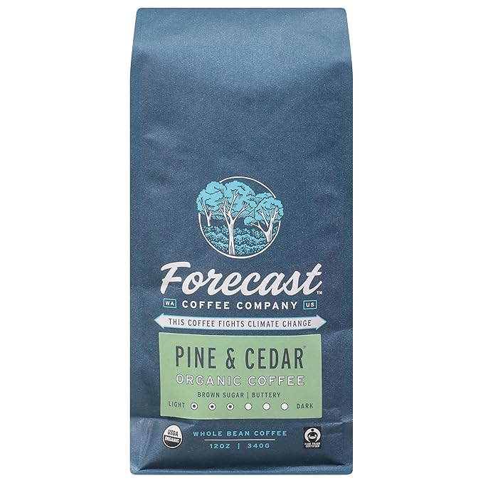 Forecast Coffee Company Organic Pine &amp Cedar Whole Bean Coffee 12 OZ