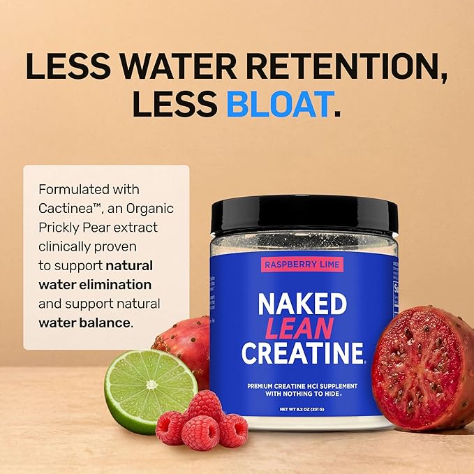 NAKED Lean Creatine HCl Powder - Raspberry Lime Vegan Non-GMO Gluten-Free No Fillers Supports Muscle Growth &amp Strength - 68 Servings