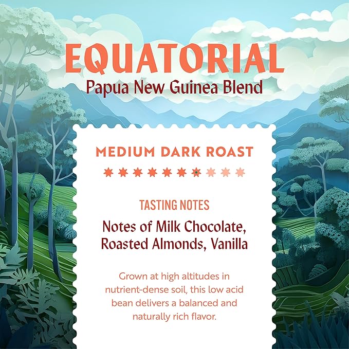 Clean Coffee Co. - Low Acid Medium-Dark Roast Tested for Molds and Toxins Papua New Guinea Blend Notes of Milk Chocolate and Roasted Almonds (Ground 12 oz Bag) (Pack of 2)
