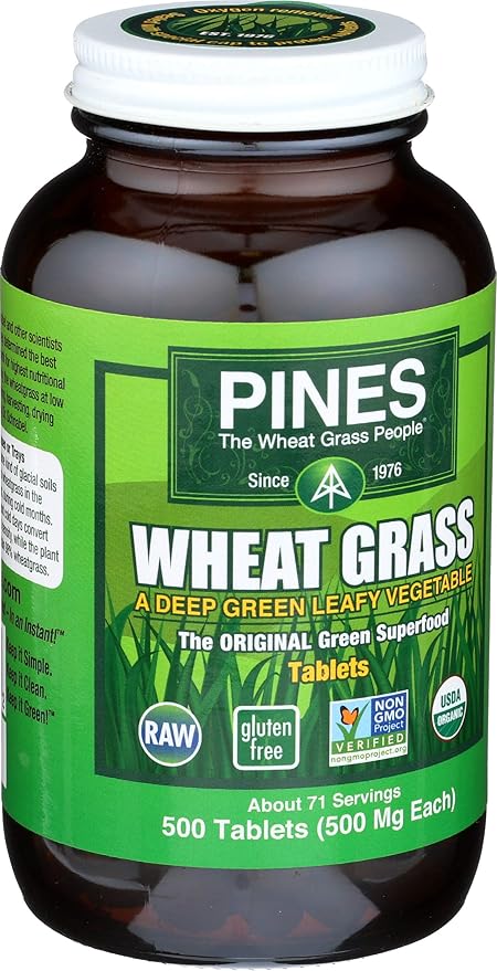 Pines Organic Wheat Grass 500 Count Tablets