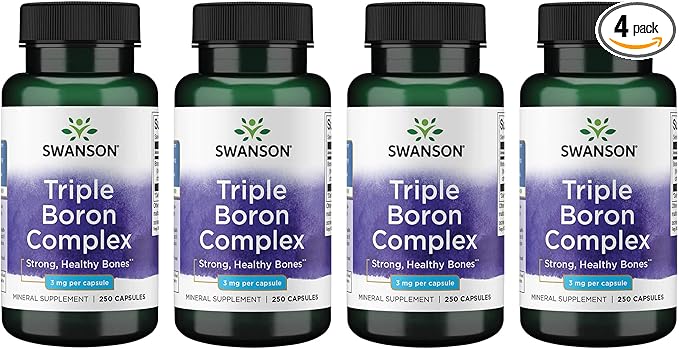 Swanson Triple Boron Complex Bone and Joint Health Mineral Supplement for Adults Over 50 Seeking Optimal Absorption - Citrate Aspartate Glycinate (250 Capsules 4 Pack)