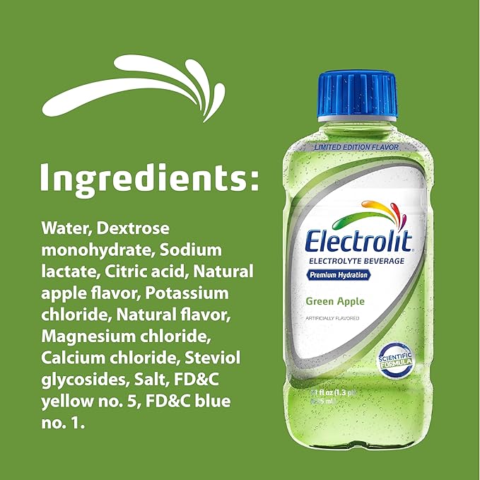 Electrolit Electrolyte Beverage Green Apple 21 Fl Oz bottle (Pack of 12)