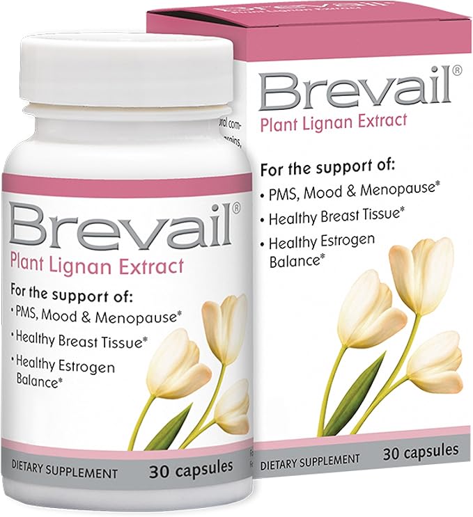 Brevail Plant Lignan Extract Capsules Proactive Breast Health Supplement with 50 mg SDG Lignans from Flax Seed Hulls for Healthy Estrogen Balance and PMS Mood Support Pills 30 Count