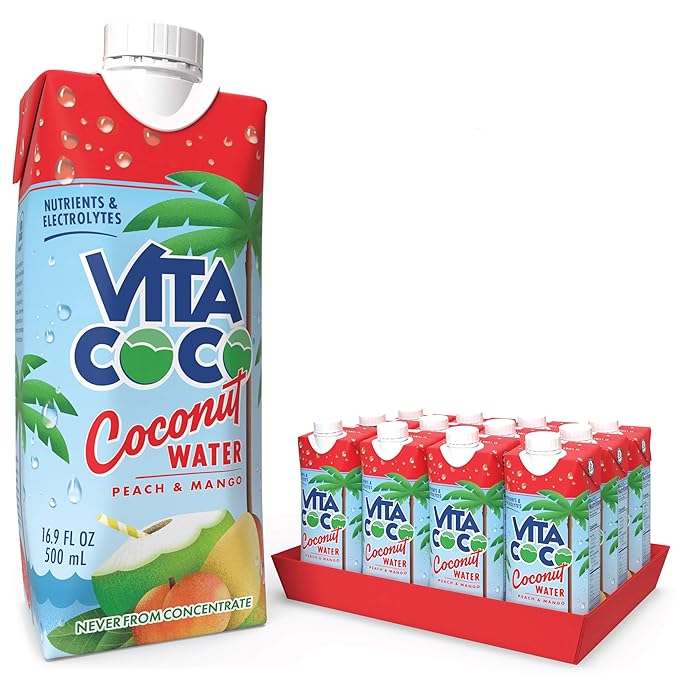 Vita Coco Coconut Water Peach &amp Mango and Vita Coco Coconut Water Pure Organic - Naturally Hydrating Electrolyte Drink - Smart Alternative to Coffee Soda and Sports Drinks - Gluten Free - 16.9