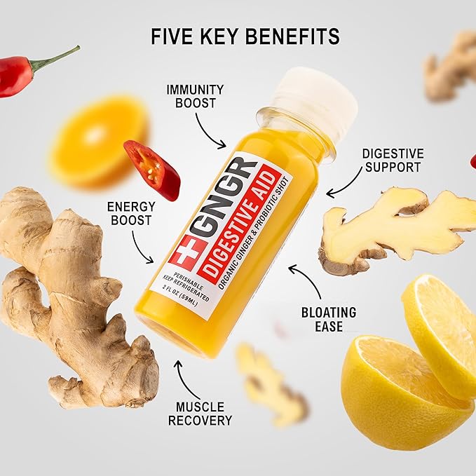 GNGR 24 Shots Variety Pack of Organic Cold-Pressed Ginger Shots – 4 Target Formulas with Peruvian Ginger High-Absorption Turmeric &amp Vitamin C for Immunity Digestion &amp Detox – 2 fl oz (Pack