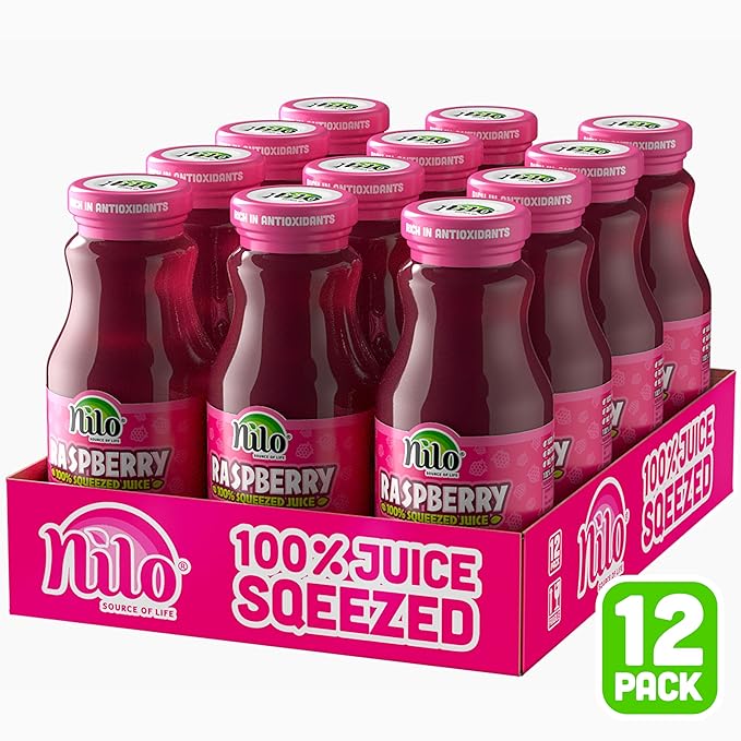 NILO Raspberry Juice | 100% Squeezed Raspberry Frambuesa | NO Sugar added | NON GMO | NOT From Concentrate | 8.45 oz (Pack of 12)