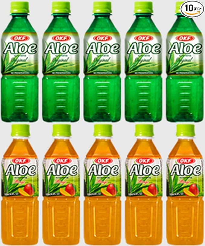 OKF Aloe Vera Original &amp Aloe Mango Drink 16.9-ounce Bottles (Pack of 10)