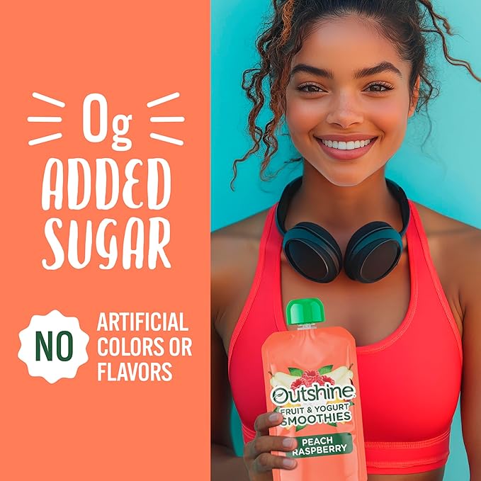 Outshine Smoothie Raspberry Peach Flavor Pouches 6(4x3.5oz)US