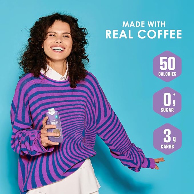 Joyburst Sugar Free Coffee Frappe Mocha Flavor Cold Coffee Drink 0g Sugar 3g Carbs 50 Calories 9g Protein Ready-to-Drink Beverage Non-GMO 12 x 325 mL Pack