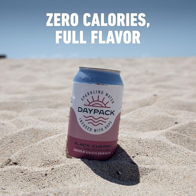 Athletic Brewing Company Daypack Sparkling Water Infused With Hops Gluten Free &amp Vegan Soda Water Zero Calorie Natural Flavors Black Cherry 12 Pack 12 FL Oz Cans