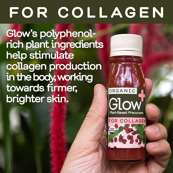 Greenhouse Juice Organic Glow Wellness Shots 12-Count 60ml Glass Bottles Sweet + Tart Pomegranate + Apple Flavor Vegan &amp Gluten-Free