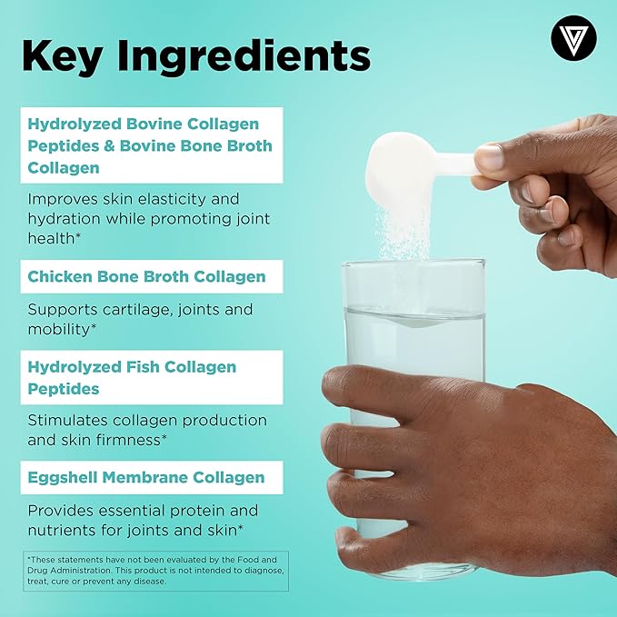 Vital Vitamins Multi-Collagen Powder 30 Servings + Hyaluronic Acid Hydration Complex 60 ct