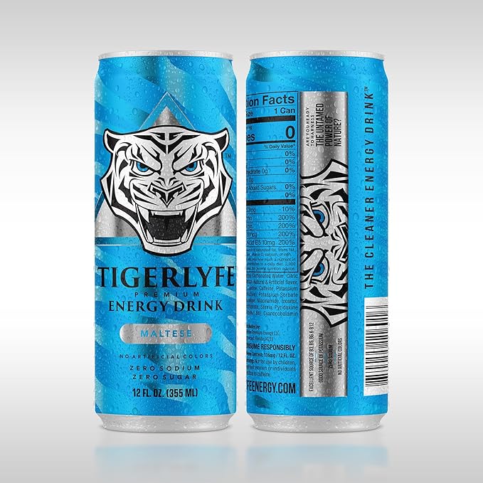 TIGERLYFE Energy Drink 12 Pack Sugar Free Energy Drink Zero Calorie Zero Carb Diet Energy Drinks Bulk 12oz Slim Can Zero Sugar Energy Drinks with B Vitamins &amp Electrolytes No Sugar Energy