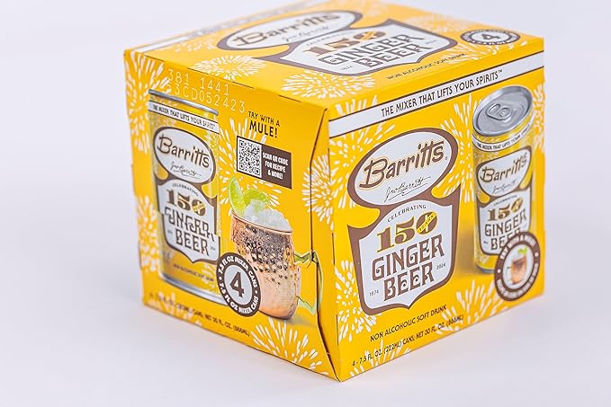 Barritt's Mixers - Ginger Beer Original Ginger Beer Non-Alcoholic Soda Cocktail Mixer 7.5 fl oz Cans 24 Pack Mini