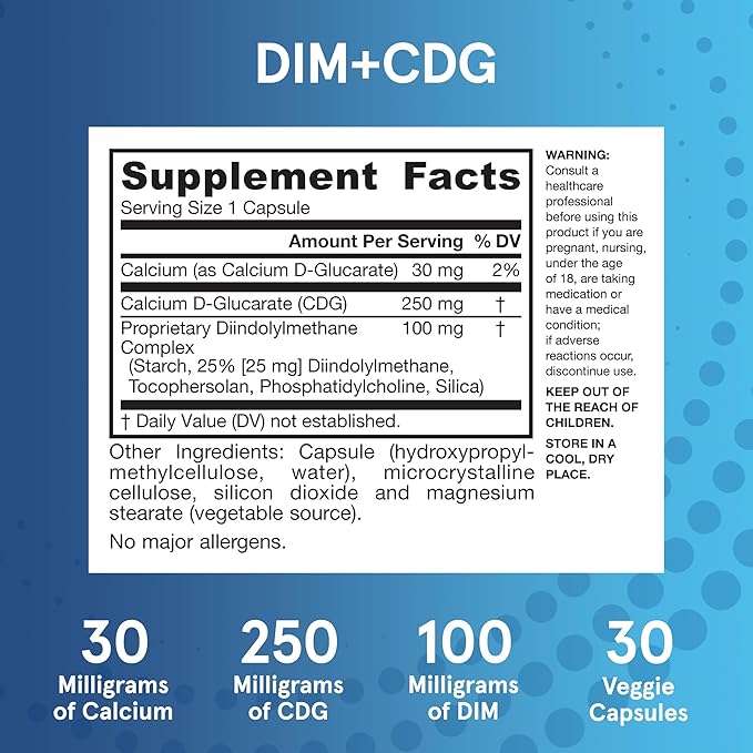 Jarrow Formulas - DIM + CDG Veggie Capsules - - DIM &amp CDG Supplement - for Hormone Balance - Non-GMO - Gluten Free30 Count (Pack of 2)