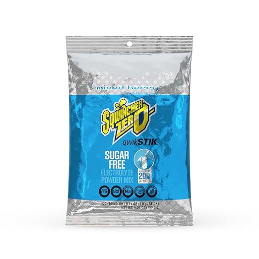 Sqwincher Zero Qwik Stik Sugar Free Electrolyte Hydration Packets Strawberry Lemonade and Mixed Berry Flavors (50 count each)