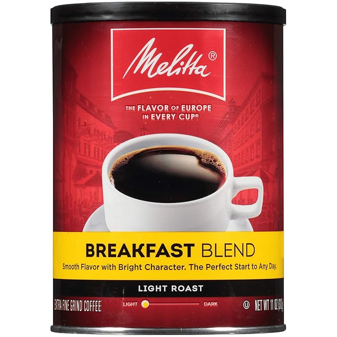 Melitta Breakfast Blend Coffee Light Roast Extra Fine Grind 11 Ounce Can