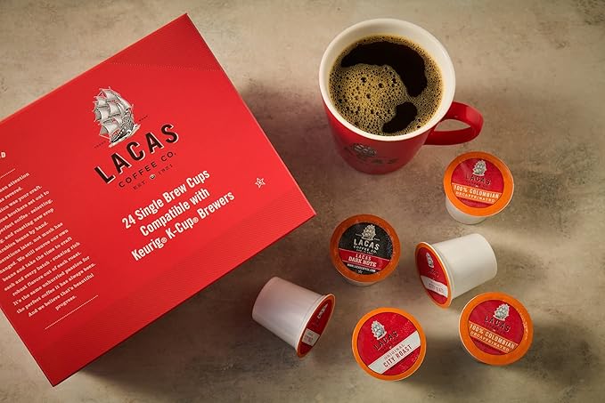 Lacas Coffee Dark Note Single Serve Cups Compatible with Keurig K-Cup Brewers 24 Count