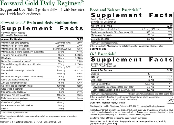 Dr. Whitaker's Forward Gold Daily Regimen Multi-Nutrient Vitamin Supplement for Adults 65+ 120 Packets (30-Day Supply)