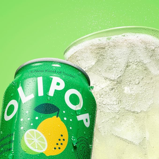 OLIPOP Prebiotic Soda Pop Lemon Lime Pantry Pack Packed with Prebiotics Fiber and Botanicals Gluten Free GMO Free 12oz (12-Cans)