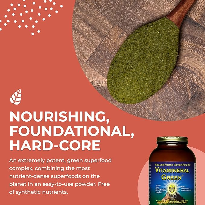 HEALTHFORCE SUPERFOODS Vitamineral Green - Mineral Supplement for Immune &amp Thyroid Support - Green Powder Supplement with Ingredients from The Land - Gluten-Free &amp Vegan - 500 Grams