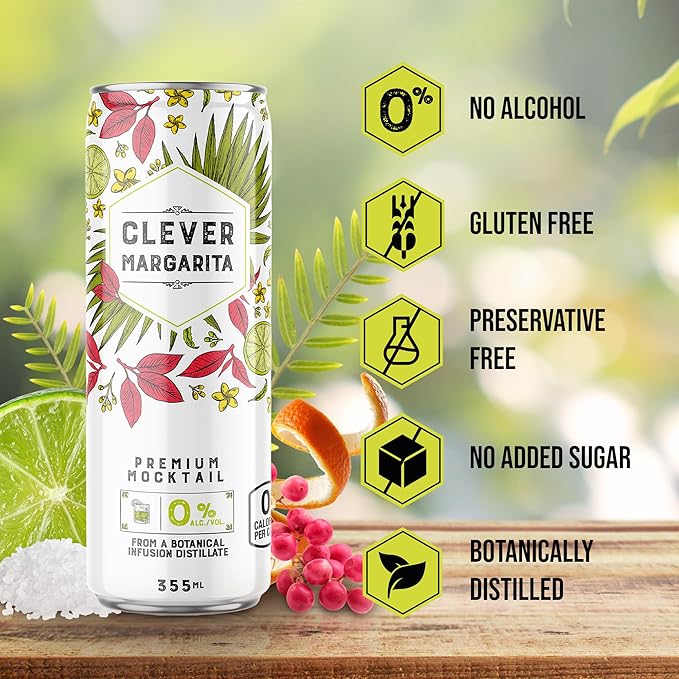 CLEVER - Margarita Mix Sugar-Free Nonalcoholic Mocktails Zero Calorie Drinks Mocktails Non-alcoholic Drinks for Any Occasion Pack of 12 Margarita Mixer (12 oz Ea)