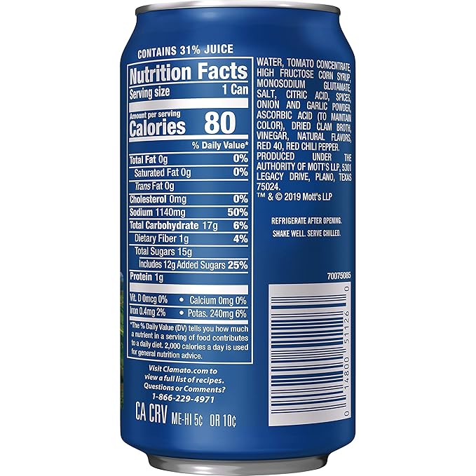 Clamato Original Tomato Cocktail 11.5 fl oz can (Pack of 24) Flavored With Tomato Juice &amp Spices Perfect Mixer for the Authentic Michelada Bloody Mary Drinks and Seafood Cocktail