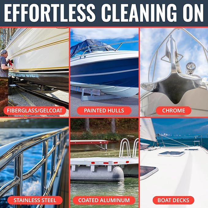 [1 Galllon] Instant Boat Hull Cleaner - Made in USA - Powerful Dual Acid Formula Easily Removes Scum Lines Rust Stains Hard Waterlines &amp More from Fiberglass Gelcoat &amp Painted Boat Surface