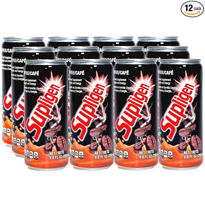 Supligen Coffee Liquid Meal Supplement 9.87 oz (Pack of 12) – Energy Drink with Protein &amp Vitamins – Nutritional Shake for Strength Focus &amp Endurance