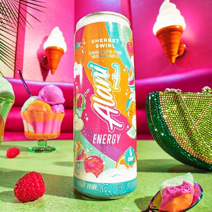 New Alani Energy Drinks Lime Slush Sherbet Slush Pink Slush - Limited Edition Flavors - Variety Pack Sugar-Free Low-Calorie 200mg Caffeine Energy Boost Drink 12 fl oz (Pack of 6)