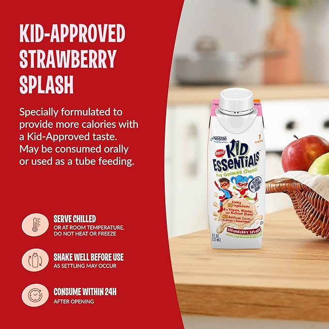 BOOST Kid Essentials 1.0 Strawberry Splash 24 x 8 fl oz Carton